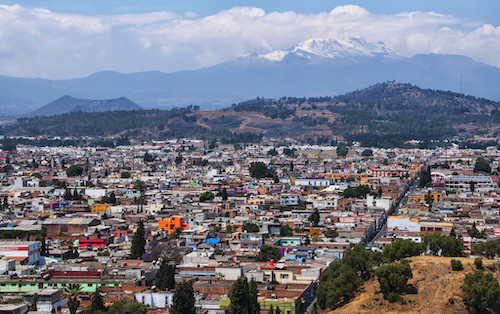 Aerial view of Mexican urban landscape