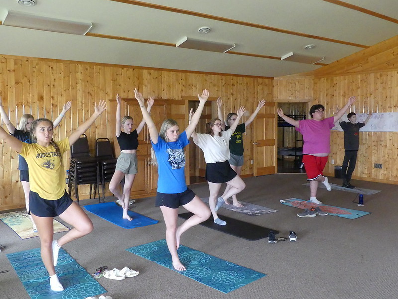 LTC campers doing yoga